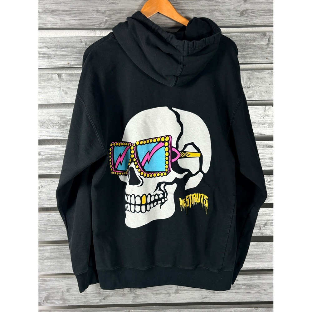 The Struts Band Hoodie Sweatshirt Mens Large Black Skull Double Sided shirt